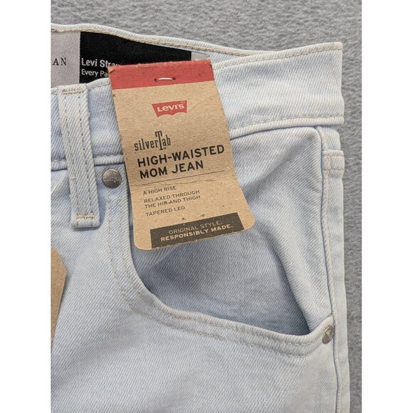 Levi's SilverTab Mom Jeans Womens 28x27 Light Wash High Waisted Tapered Stretch - Picture 3 of 16